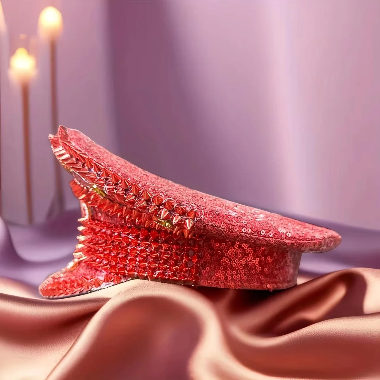 ホンルアン イエローレーザーレザーループキャプテンハット ラインストーン＆ミリタリーキャップ 女性用、レイブフェスティバルアクセサリー＆パーティーキャップ男性用