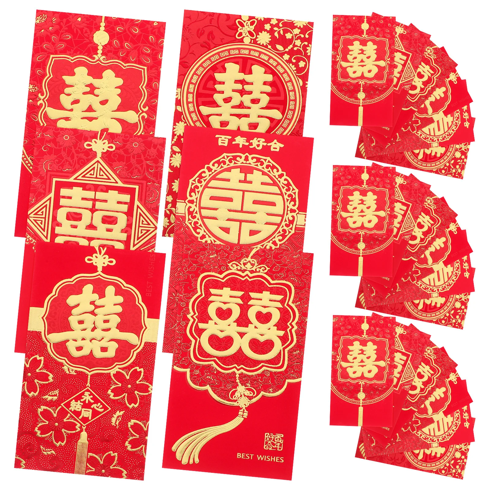 

24Pcs Chinese Red Envelopes Wedding Money Holder Large Paper Cash Packets Traditional Red Packets for Celebration