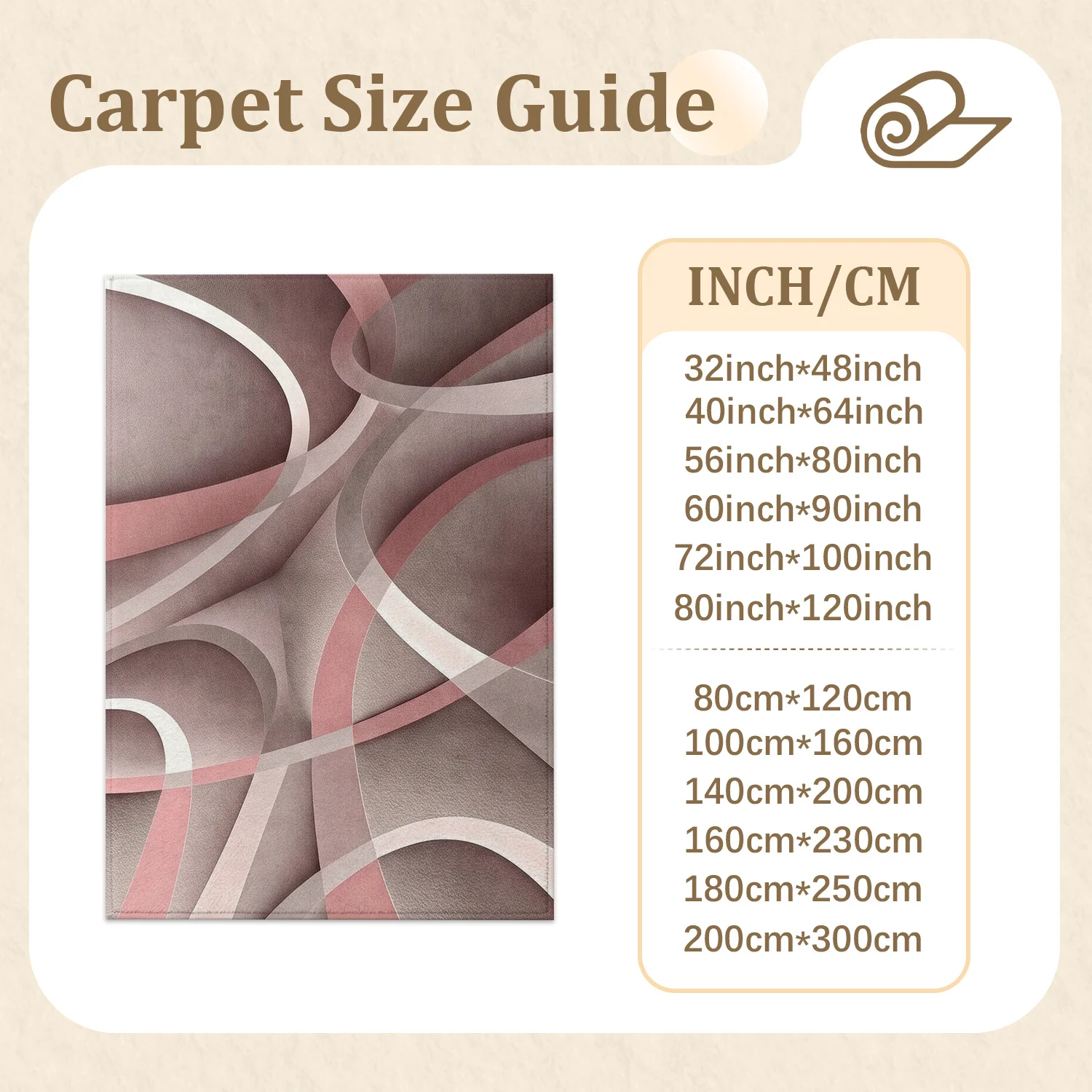 Large Indoor Area Rug, Soft Velvet Low Pile with Non-Slip Dotted Backing, Machine Washable Modern Abstract Pink Mauve Curved Pattern Floor Rug for Living Room and Bedroom Decor