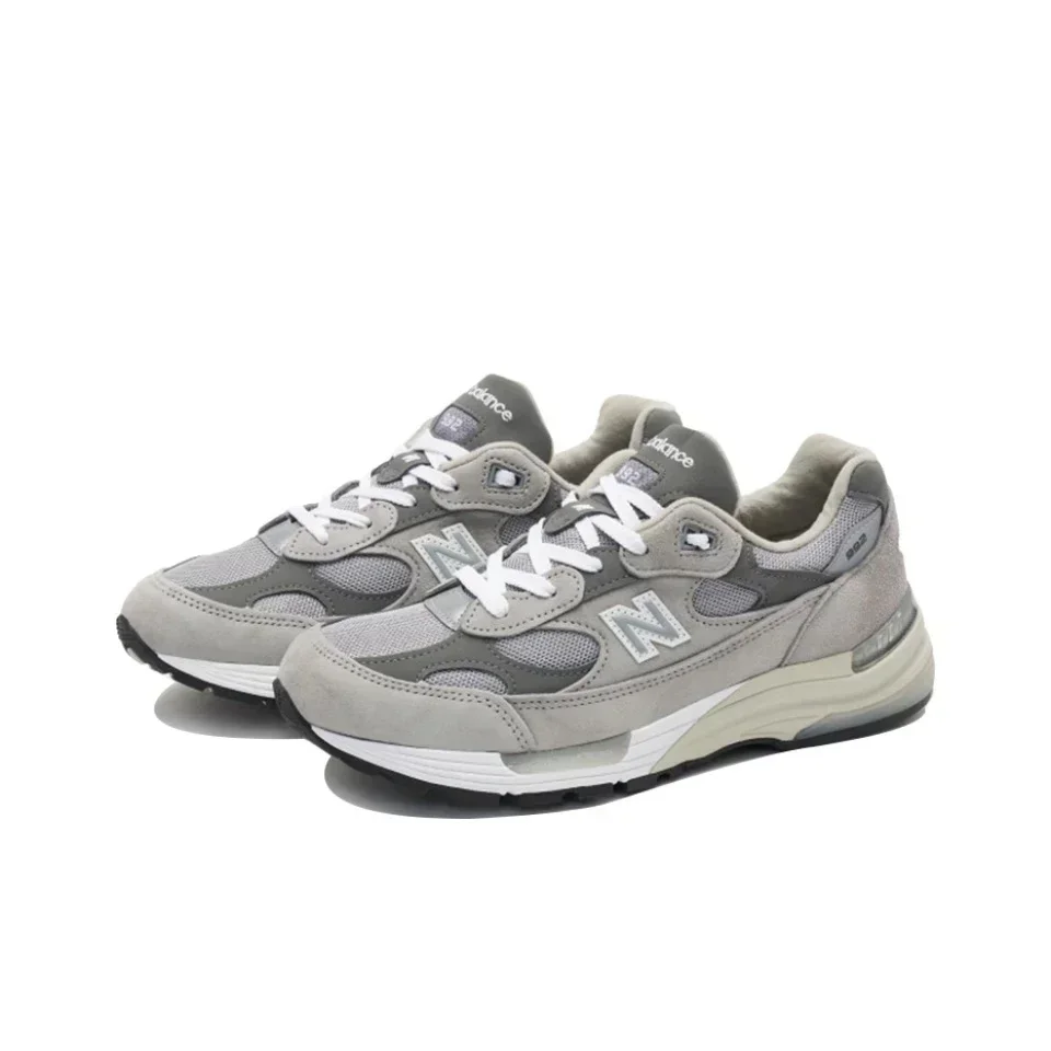 New Balance NB NB992 Zapatillas clásicas vintage de cuero de malla informales para hombre y mujer Blanco Gris