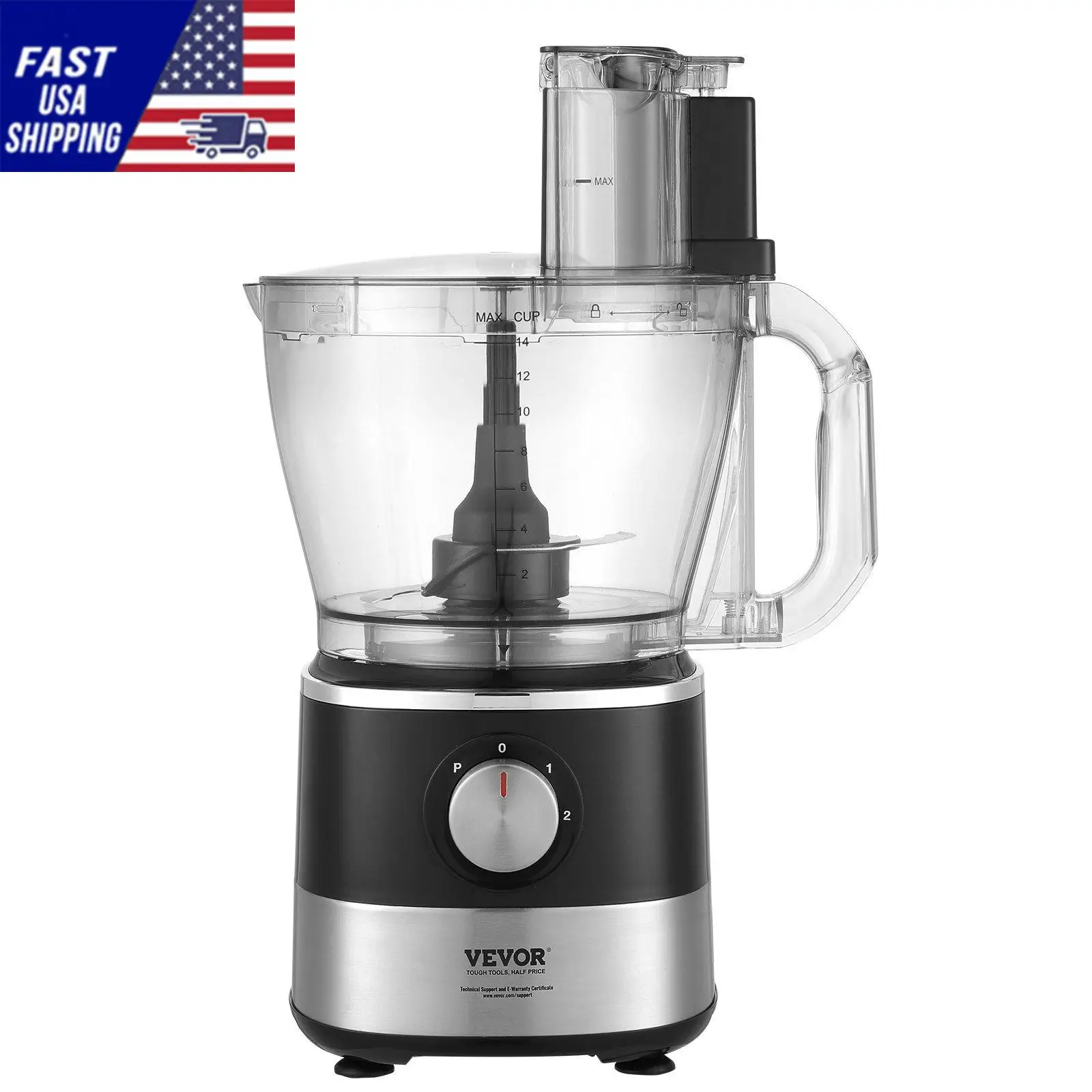 

Food Processor, 14-Cup Vegetable Chopper for Chopping, Mixing, Slicing, and Kneading Dough, 600 Watts Stainless Steel Blade