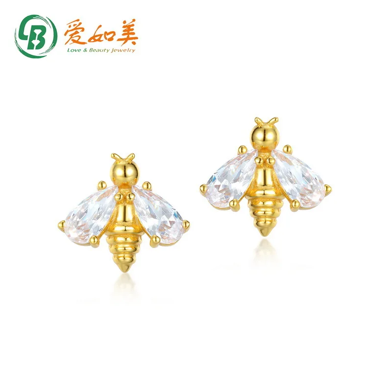 

Japanese and Korean Cute and Fresh Little Bee Earrings 18K Gold PT950 Platinum Silver Plated 7-layer Gold Earrings for Girls