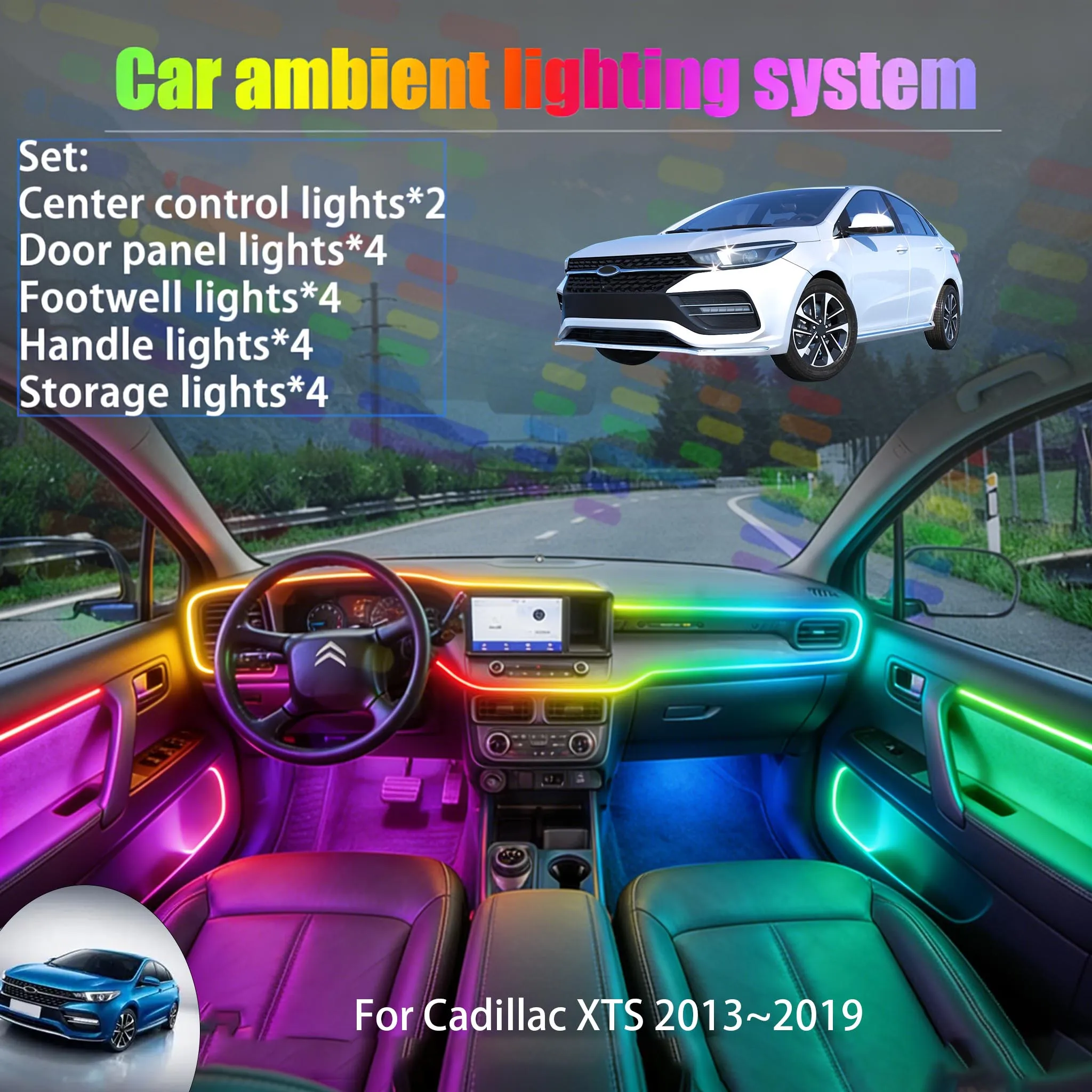 

For Chery Arrizo 5 Plus 2019~2026 2/18 in 1 Car ambient lighting Led trunk interior led lights USB RGB Ensemble Streamer