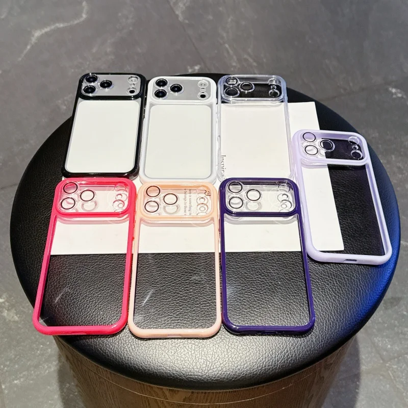 حافظة هاتف أكريليك عصرية جديدة لهاتف آيفون 16 15 14 13 12 11 17 Pro Max Plus Air 17promax 17Pro مع غطاء فيلم عدسة واقية