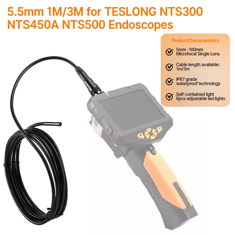 Teslong Endoscope Camera Coil 3.9mm 5.5mm 8mm Cable 5.5mm 8mm Dual Lens 8.5mm Auto Focus Cable for NTS300 NTS500