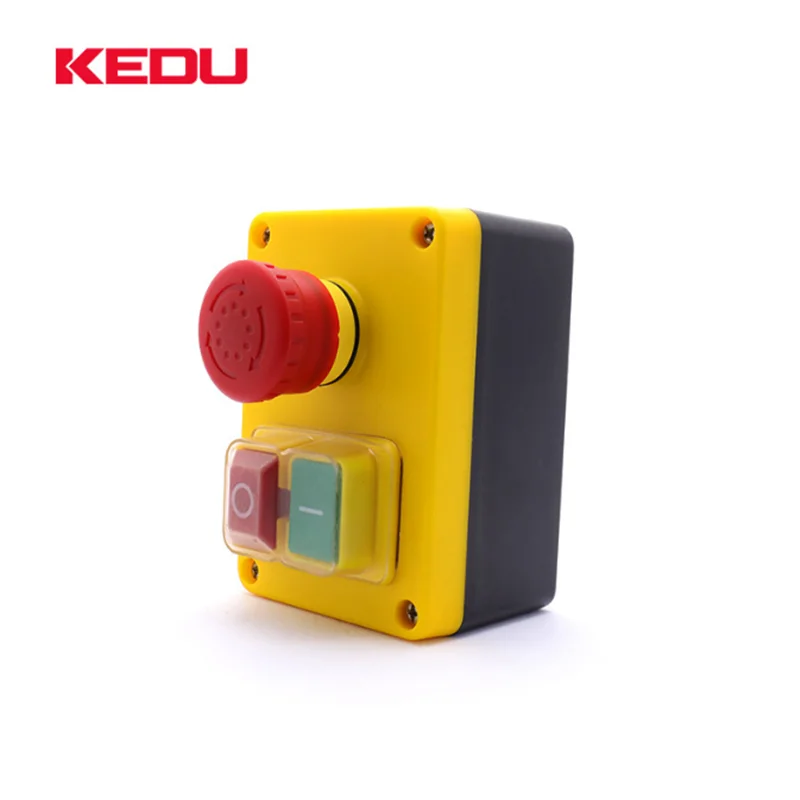 KEDUKJD17D-2 120V 16A Electromagnetic Push Button Switch Emergency stop Switches for Electric Tools and Machine Tool Equipment