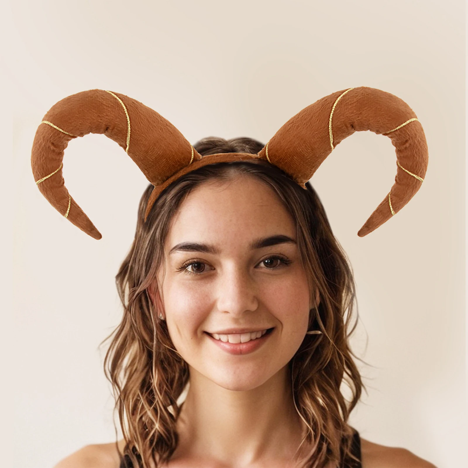 Halloween Ram Horns Headband Soft Foldable Cosplay Costume Accessories Headwear