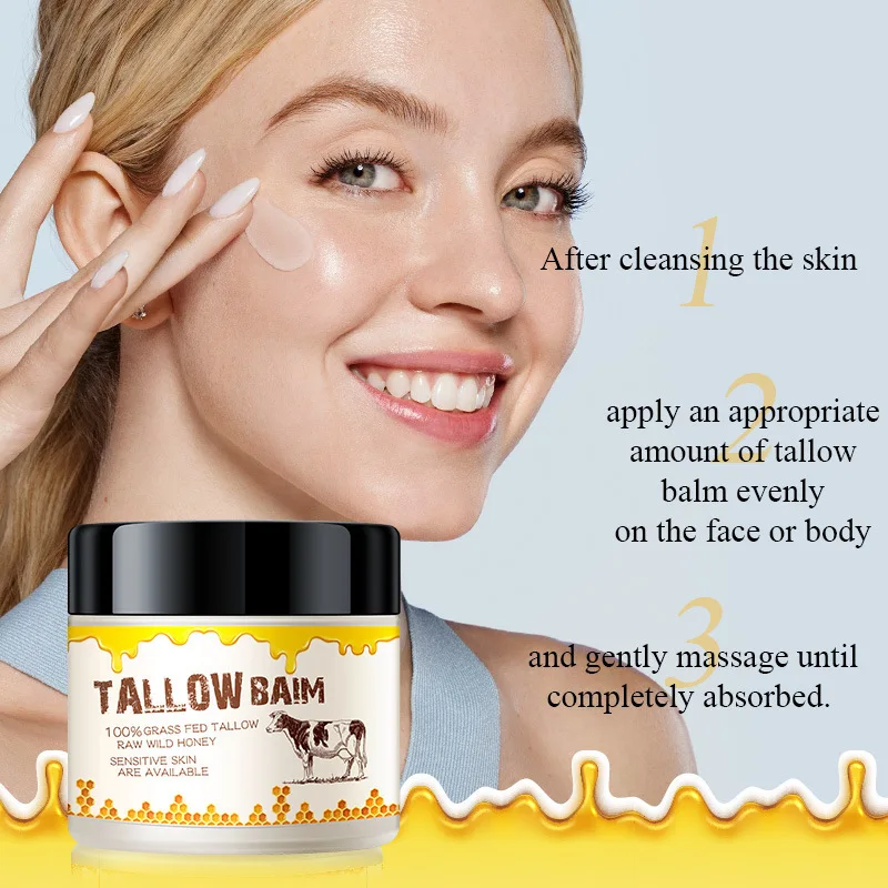 

Увлажняющий крем Tallow Baim, питательный уход за кожей лица, медовый крем Tallow