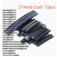 210PCS SOT-23 Transistor Kit Assorted Set S9012-S9018 TL431 S8050 S8550 MMBT5551 21 Kinds SMD Triode Kit SOT23 Transistor Set