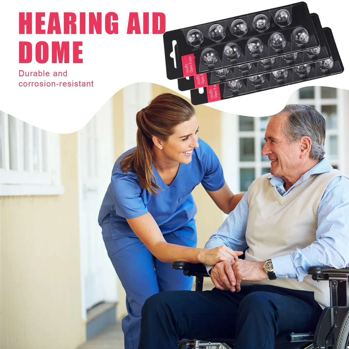 

【Buy It-Now!】 Hearing Aid Dome for Oticon Minifit Bass 8mm Open (3 Pack), Oticon Hearing Aid Supplies Universal Dome