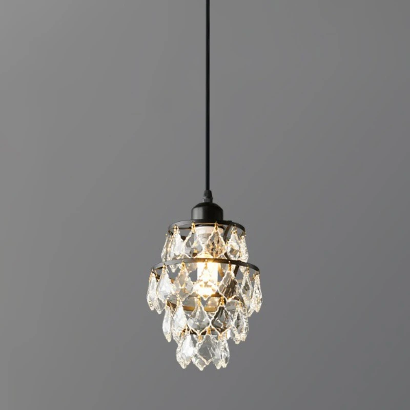 Light Luxury Crystal Chandelier Nordic Modern Bedroom Bedside Pendent Lamp American Minimalist Restaurant Bar Counter Decoration