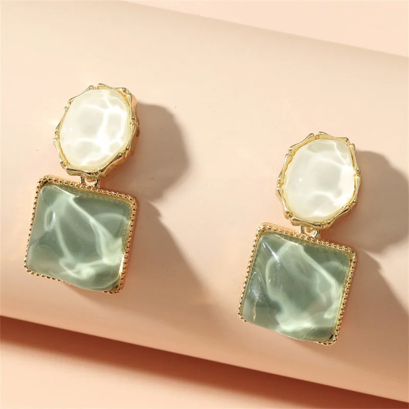 Trendy Colorful Irregular Exaggerated Earrings Square Stud Earrings For Women Light Luxury Simple Earrings Fashion Jewelry Gifts image 6