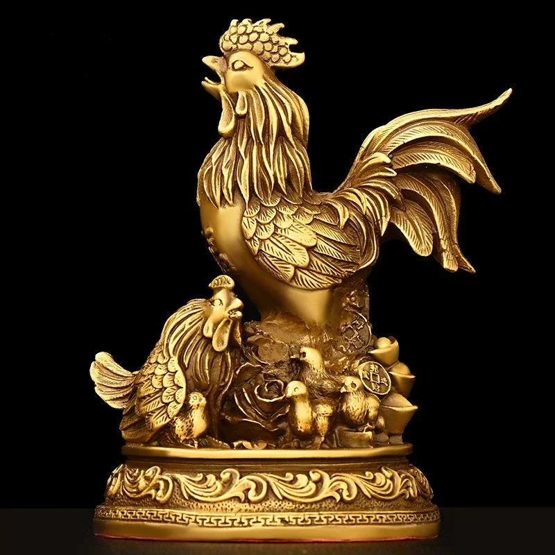 

Copper Chicken Ornaments Gold Coins Lucky Chickens Decorations Living Room Foyer Office Decoration