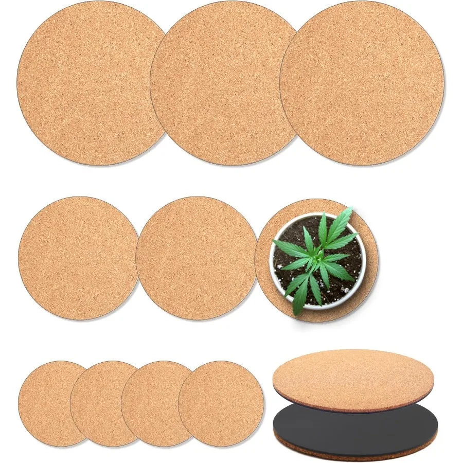 

Cork Plant Coasters 3 Sizes Double Layers 4 6 8 Inch Cork Planter Coaster Absorbent Cork Plant Mats Cork Plant Coasters for Hou