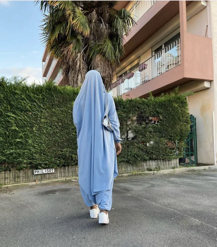 2 Piece Set Ramadan Muslim Women Khimar Pants Outfits Islamic Clothing Eid Hooded Overhead Abayas Abaya Saudi Arabic Robe Dress