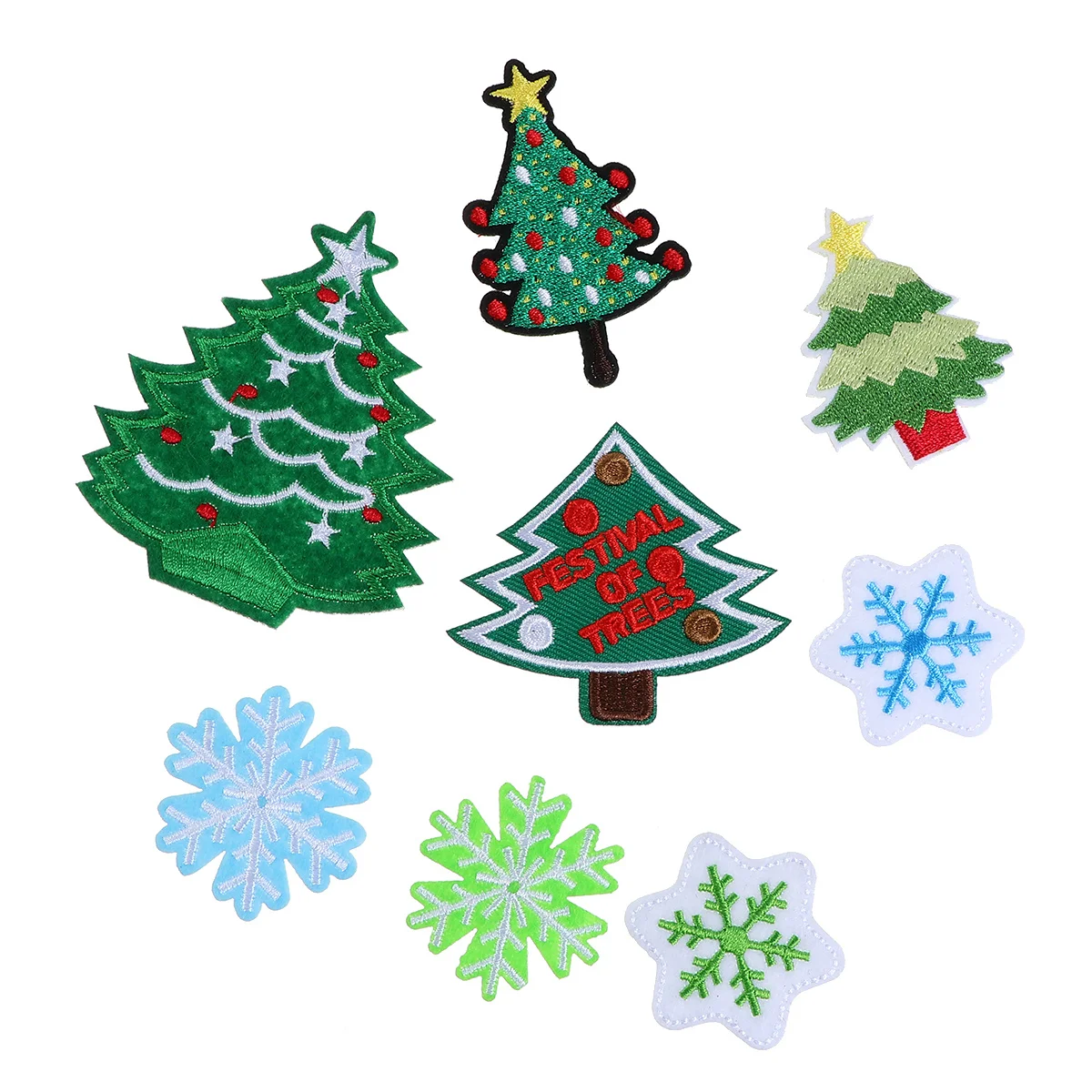 

40Pcs Mixed Christmas Patches Embroidered Iron on Clothing Appliques Festive Snowflake Tree Designs for DIY Garment Decoration