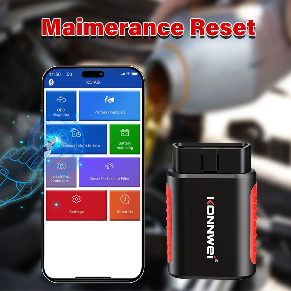 

KONNWEI KDIAG Bluetooth OBD2 Scanner Full System Car Diagnostic Tool Oil Reset Battery Match EPB DPF SAS Code Reader