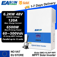 EASUN POWER 6.2KW Hybrid Solar Inverter 120A Off Grid 48V Solar Power 6500W 60 to 500VDC Charger with WIFI BMS Support Parallel