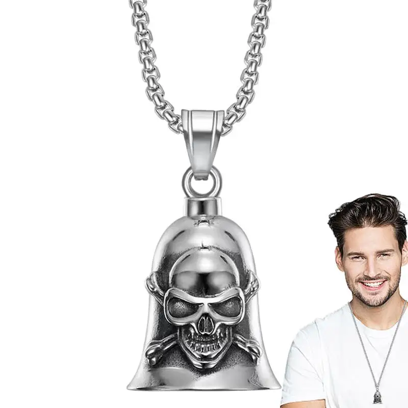 Retro Motorcycle Skull Gremlin Bell With Necklace Motorcycle Riding G-uardian Bell Pendant Rock Party Accessories