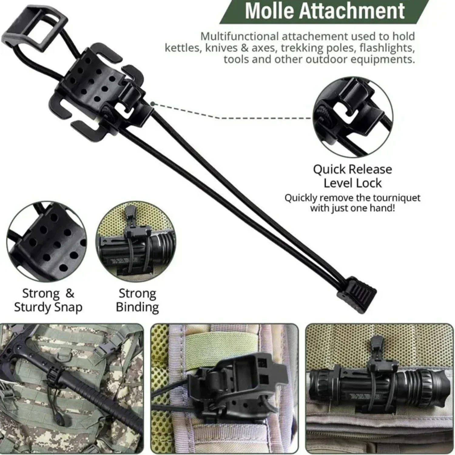 2pcs Tactical Wheel Clamp Hiking Accessories Molle Multi- Buckle Shovel Ax Clip Bracket Backpack Accessories