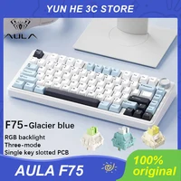 AULA F75-Teclado mecánico con cable/2,4G, inalámbrico/Bluetooth, RGB, PBT 75%, diseño OEM, junta de perfil, teclado personalizado para juegos de Pc