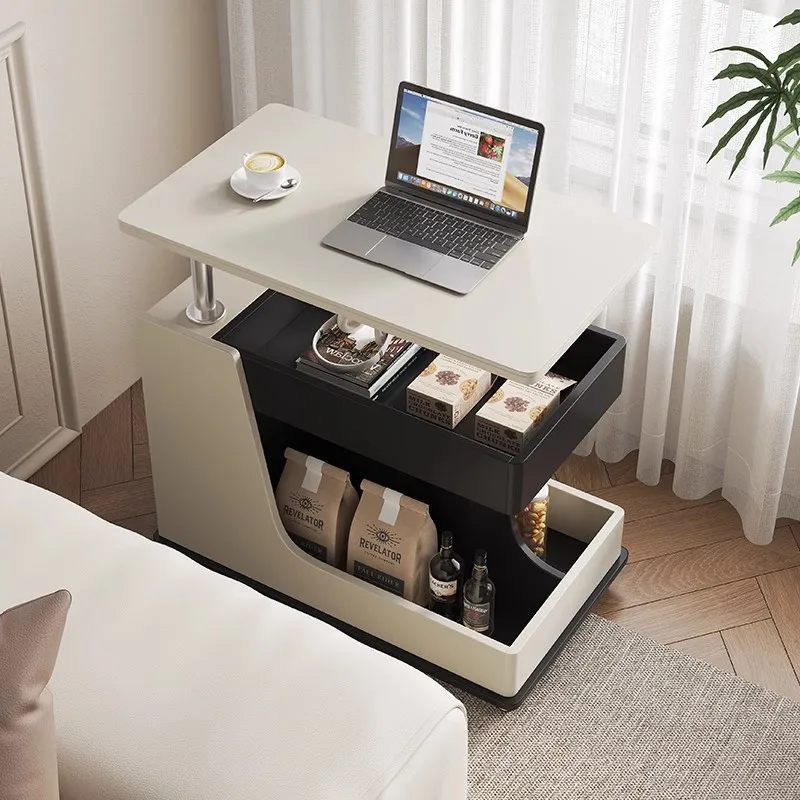 Storage Light Luxury Creative Movable Sofa Bedroom Slate Solid Wood Folding Multifunctional Cart Edge