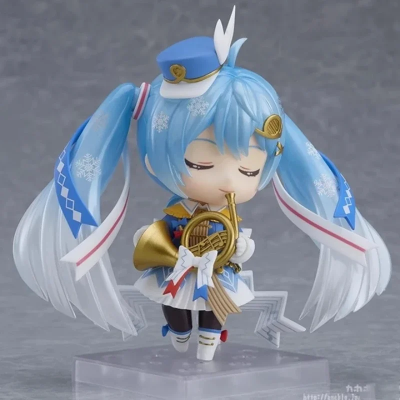 Hot Genuine Clay Man Snow Miku Snow Parade Ver. Hatsune Miku Anime Figure Model Q Edition Cute Doll Collection Decoration Gift