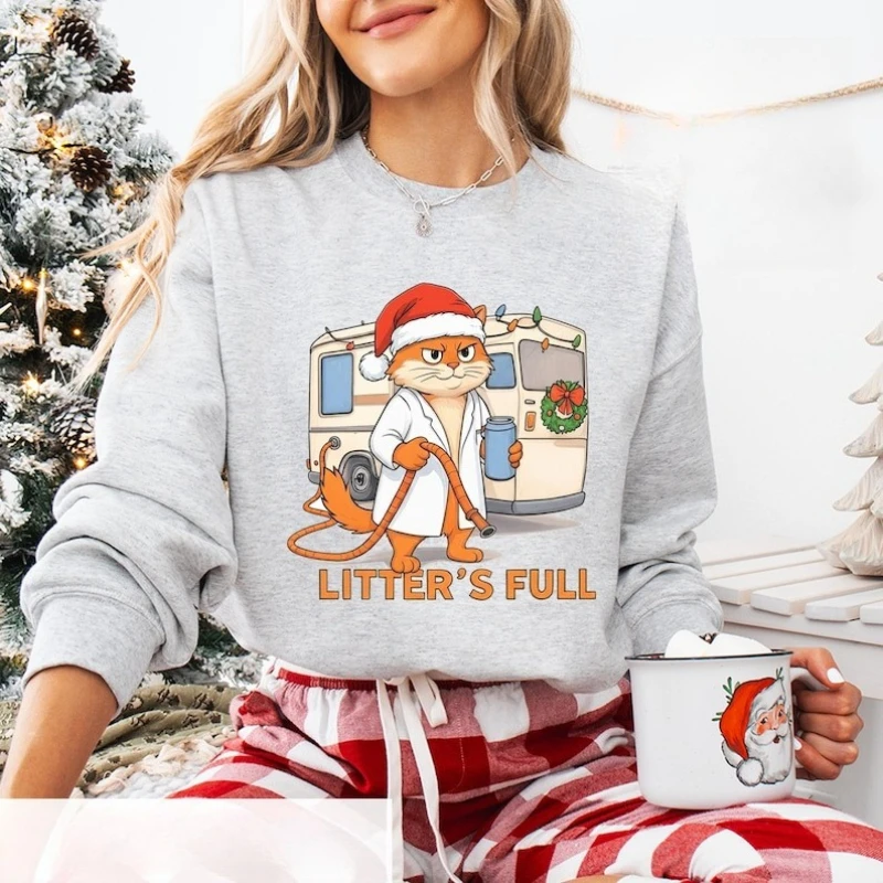 Litter's Full Cat Paródia Natal inverno Moletom Lit ters Full Cat National Lampoon's Christmas Shitter's combinando com capuz