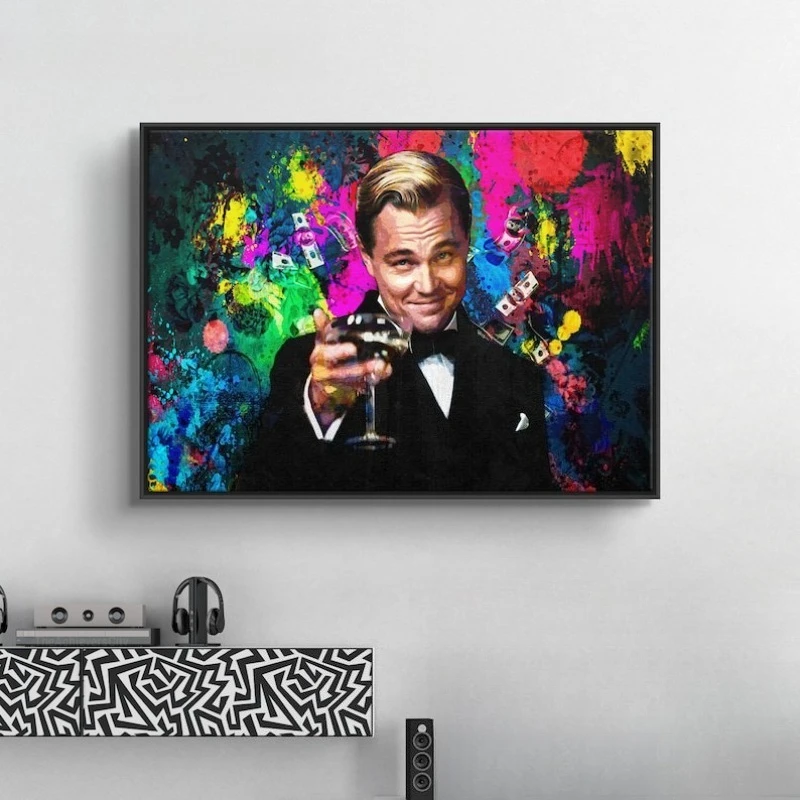 Abstract Cheers Canvas Print Wall Art, Movie Gates Motivational Poster, Watercolor Cheering Painting for Living Room Decor Gift