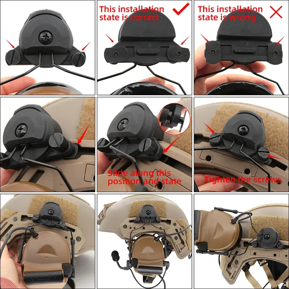 Soporte táctico para auriculares de tiro Airsoft, riel para casco táctico de la serie Wendy EXFIL para auriculares tácticos COMTAC I II III