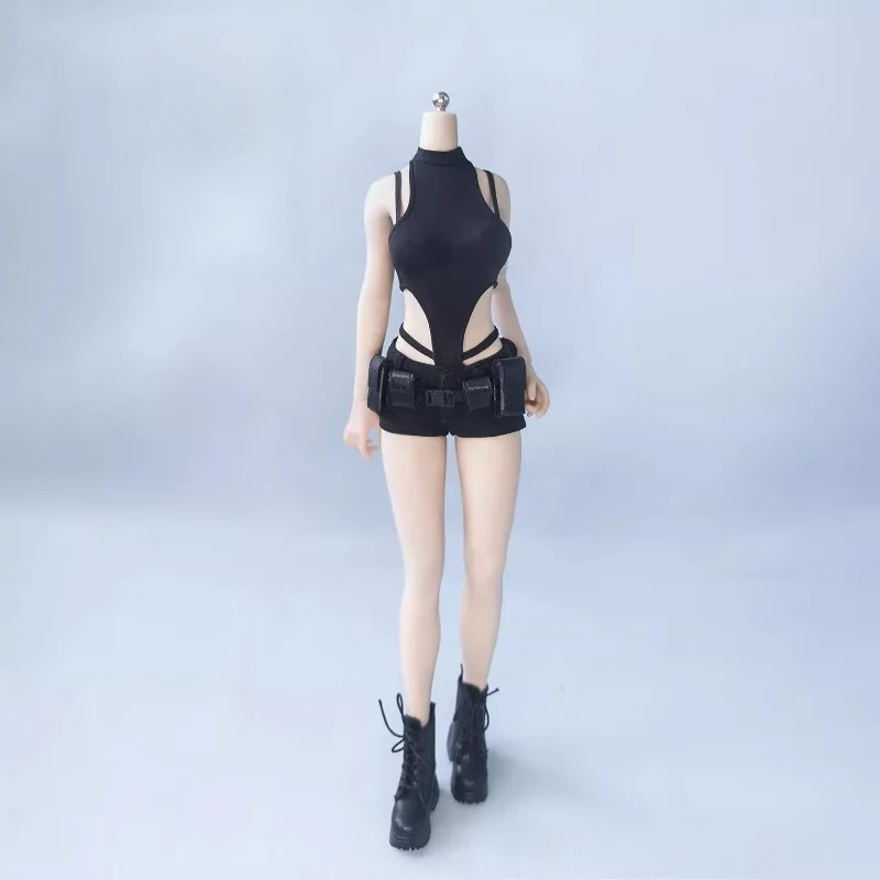 

QH-S005 1/6 Scale Fashion Black Hanging Neck Jumpsuit Shorts Style Female Soldier for 12'' Toy Figures TBL-S24A Body Decor