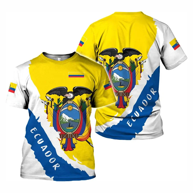 جديد علم الإكوادور تي شيرت الرجال والنساء عادية مستديرة الرقبة كبيرة ملابس بأكمام قصيرة Harajuku الشارع القمم ملابس الشارع الشهير