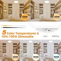 Rechargeable Motion Sensor Ceiling Light with Remote, 5 Color Magnetic Wireless Ceiling Light Battery Powered, Dimmable, Timer, 6