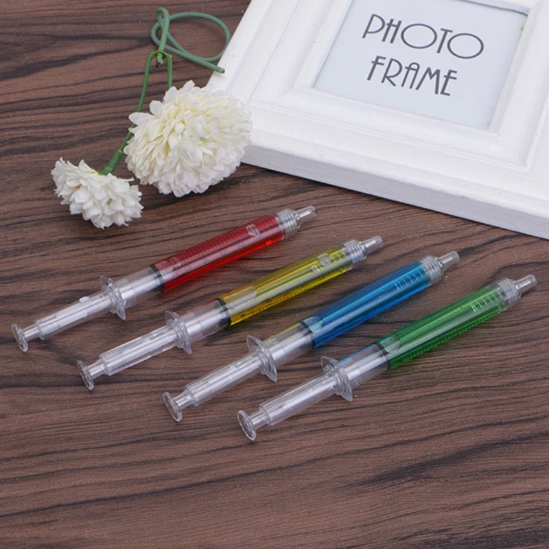 4Pcs Novelty Injection Gel Pen Ballpoint Black Liquid Medical