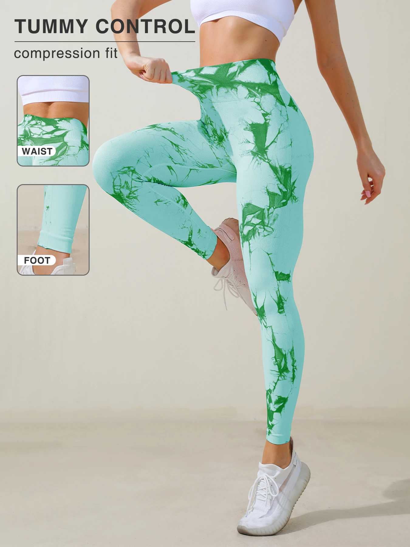 Women's High Waist Tie-Dye Print Leggings, Casual Fitness Workout Bottoms Yoga Pants