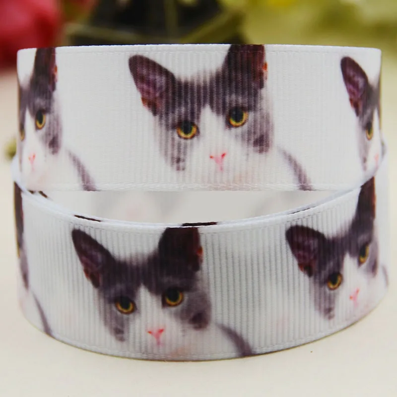 22mm 25mm 38mm 75mm cat cartoon printed Grosgrain Ribbon party decoration 10 Yards satin ribbons