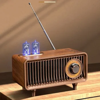 B9 레트로 진공관 휴대용 블루투스 스피커, 무선 데스크탑 스테레오 사운드 칼럼, 슈퍼 베이스 서브우퍼, FM 라디오 조명 포함 