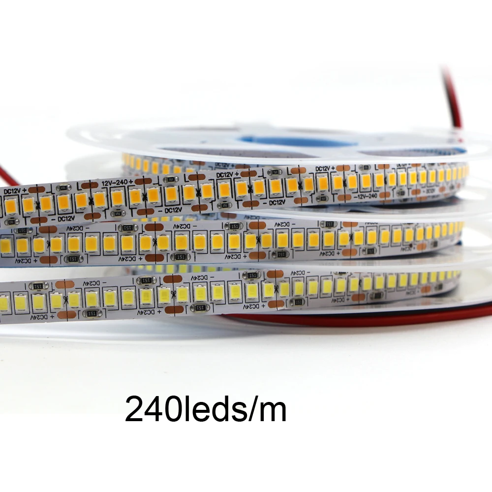 SMD2835 LED Strip light 240LEDs/m 480LEDs/m DC12V 24V High Bright Flexible LED Rope Ribbon Tape Light String Indoor Home Light