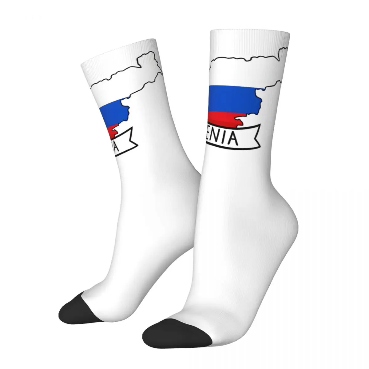 Vintage Slovenia Map Sticker Sticker Men's compression Socks Unisex Europe Harajuku Pattern Printed Novelty Crew Sock