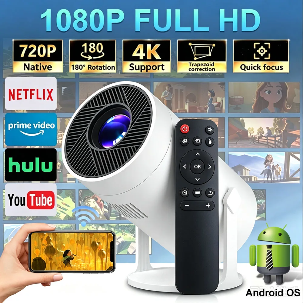 Portable Mini Projector Native 720P Support 4K 1080P Full HD Projection Big Screen WiFi For Home Theater Android Smart Projector