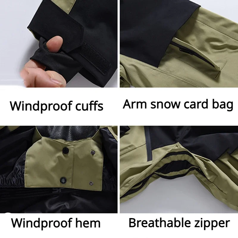 Traje de esquí para hombre, traje de Snowboard al aire libre, ropa de nieve para adultos, deporte alpino, impermeable, chaqueta a prueba de viento, pantalones, invierno, 2024