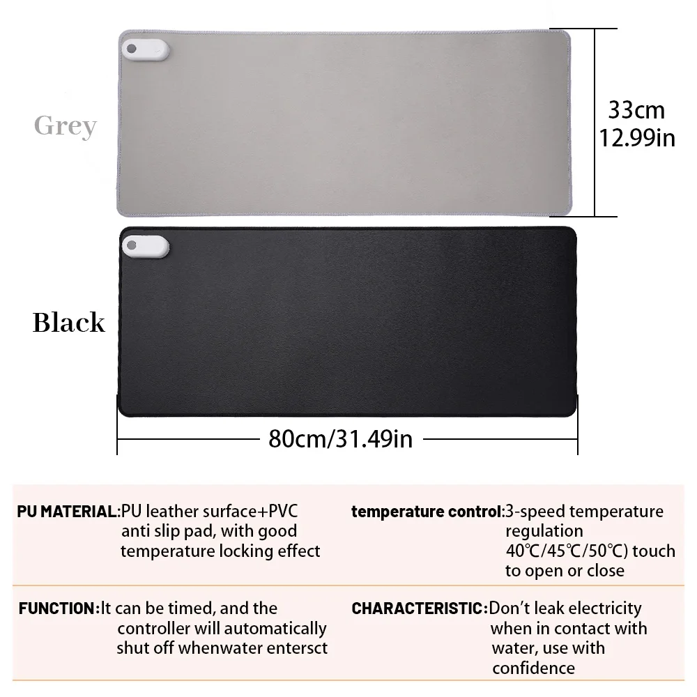 Heating Mouse Pad Writing Pad Heated Waterproof Mouse Mat 80cmx33cm With Temperature Display For Office Desk PC Notebook Laptops