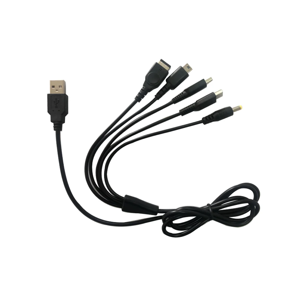 5 In1 USB Data Charging Cable For PSP/NDS/NDSL/3DS/3DSLL/2DS/GBA SP/WII U GamePad Charger Cord Line Power Adapter Wire