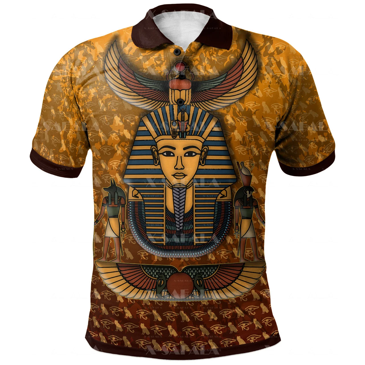 Africa Ancient Egyptian Pattern Custom 3D Print Polo Shirt Men Collar Short Sleeve StreetWear Casual Top New Summer Clothing