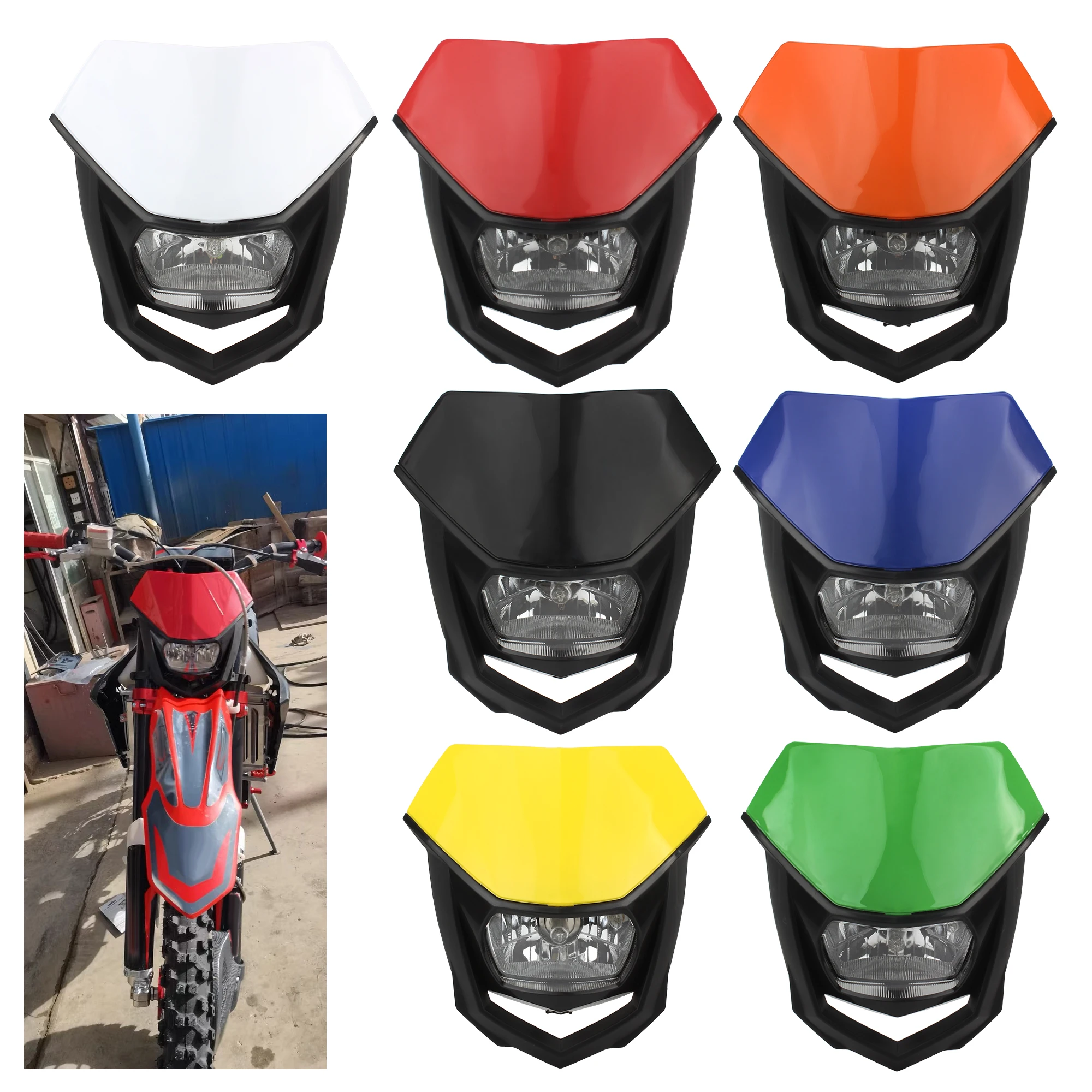 Motorcycle Headlight Mask For KTM CRF Motocross Front Lighting Assembly Universal Fit Dirt Bike Powerful LED Lamp Headlamp Cover