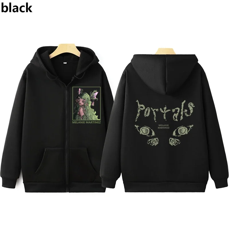 Melanie-Martinez Zip Jacket Rap Streetwear Portals Full Zip Hoodies Men Women Casual Loose Fit Zip Jacket Oversized Zip Pullover