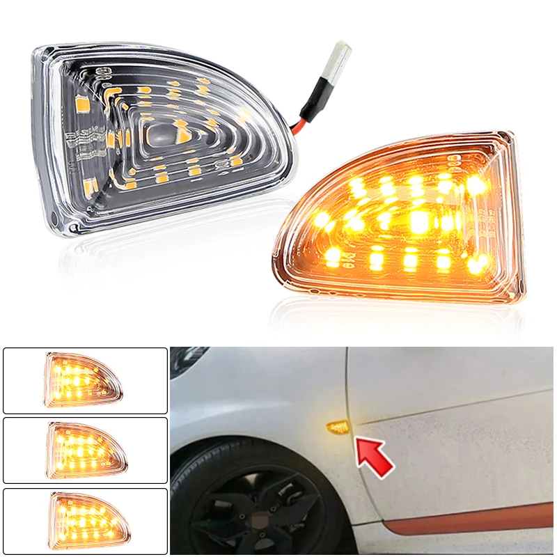

2pcs LED Dynamic Side Fender Marker Signal Lamps For Mercedes-BENZ Smart Fortwo W451 Coupe/Cabrio MKII 2007-2015 Turn Indicators
