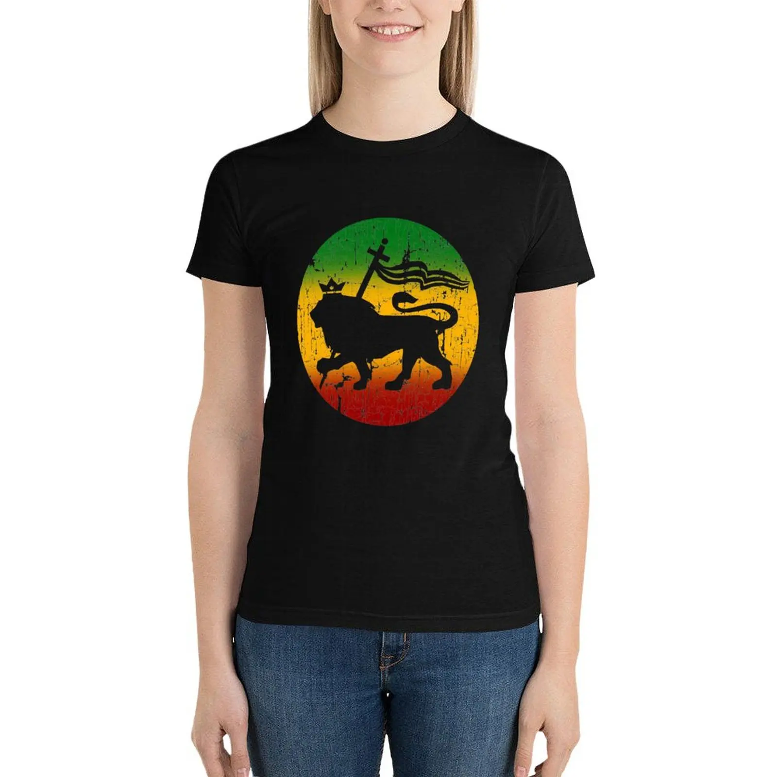 Lion of Judah Rasta Reggae Music Design T-Shirt summer clothes vintage clothes kawaii clothes designer Women luxury