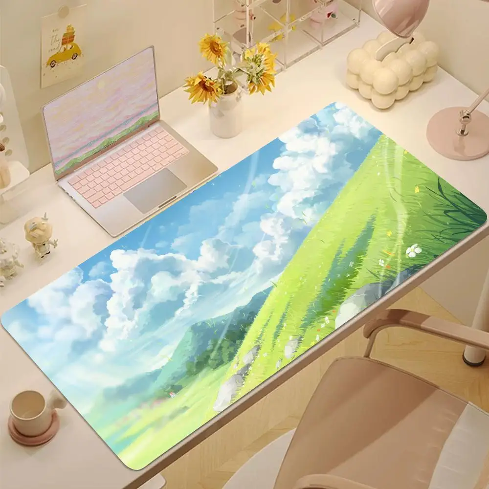 

Anime Landscape Mouse Pad Tablet mouse Pad Laptop xl desktop mouse pad, cute HD Rainbow Gaming keyboard pad, csgo Player, 90x40