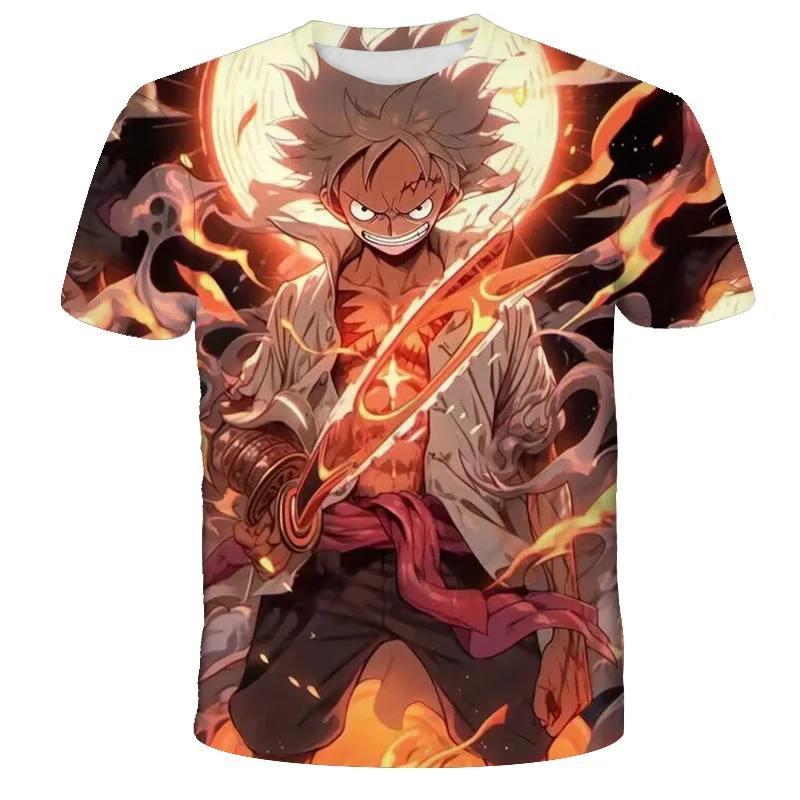 Fashion Kid Anime One Piece Luffy T Shirt Boy Clothing Kids Boys Tshirt Children T-shirt Summer Short Sleeve Tops Tees